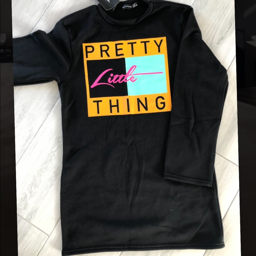 Prettylittlething Slogan Sweater Dress Size 6